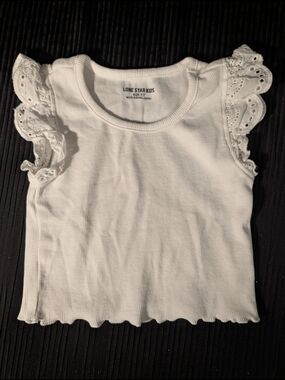 White Eyelet Flutter Sleeve Tank 3T